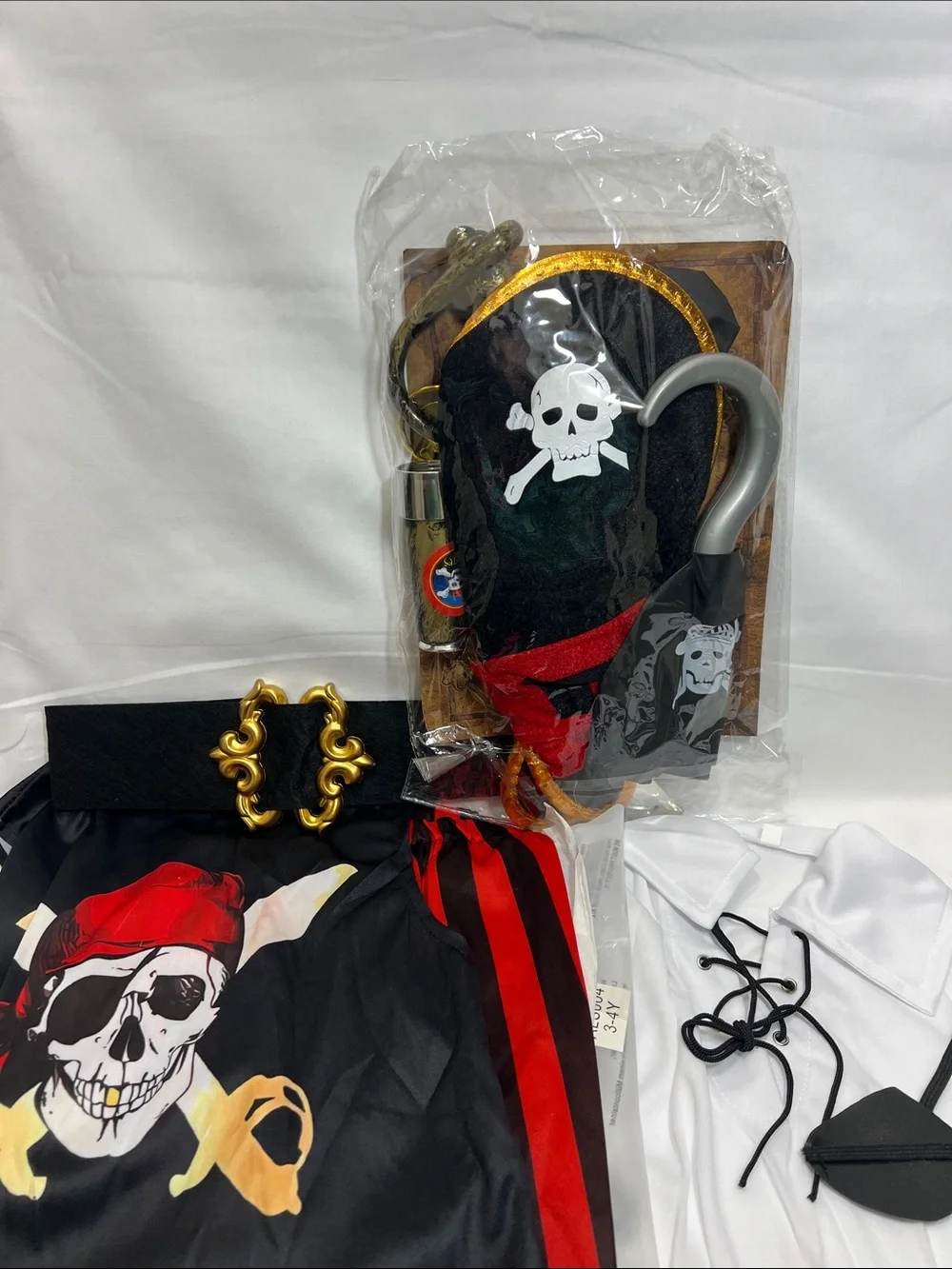 Kids Black and Red Pirate Costume Set - Skull Theme